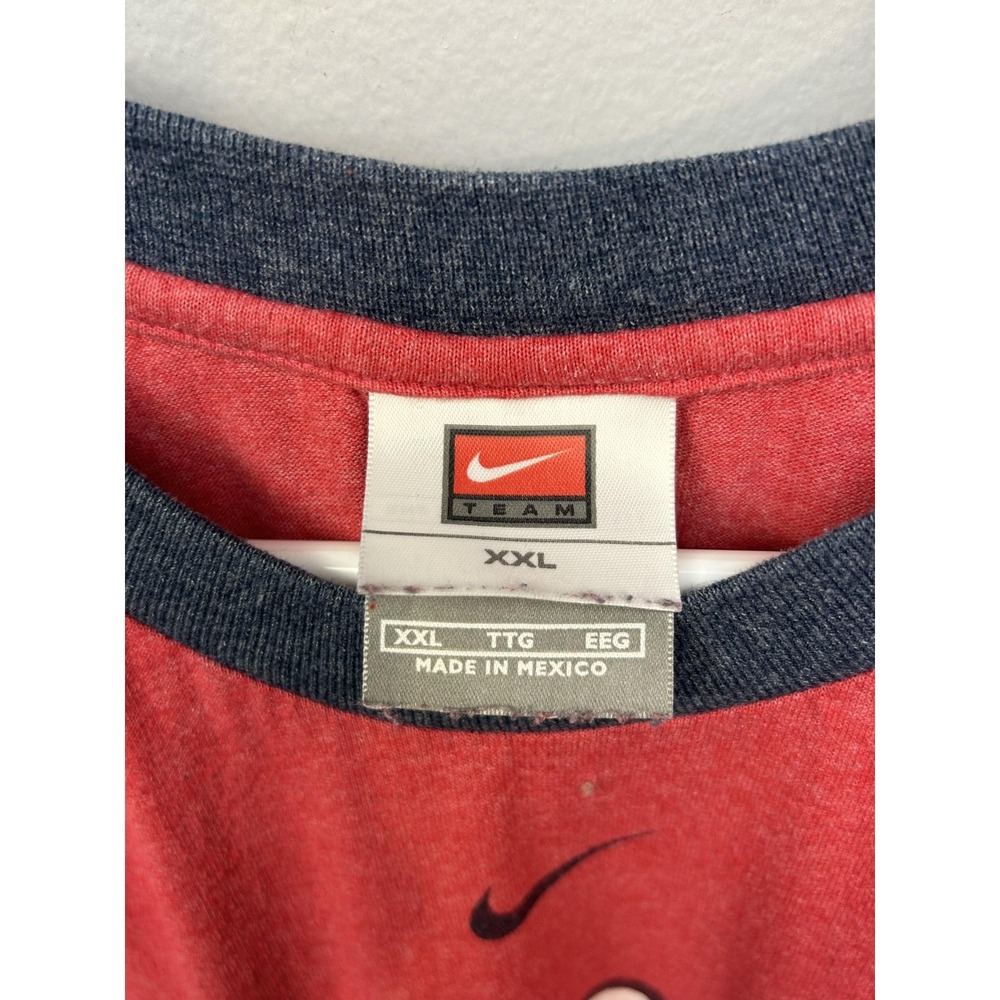 Boston Red Sox Shirt Mens 2XL Red Blue MLB Baseball Nike Raglan Short Sleeve Tee - Picture 5 of 7